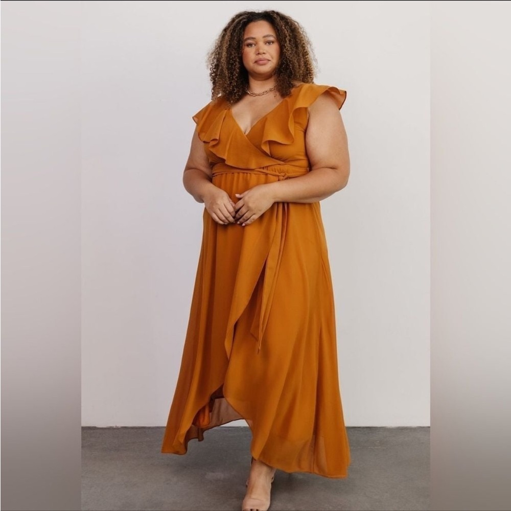 Baltic Born Orange Ruffled Wrap Maxi Dress